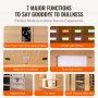 VEVOR Far Infrared Wooden Sauna, Room Home Sauna Spa for 3 to 4 Person, Low EMF Far Infrared Hemlock Wood Sauna with Tempered Glass Door & Bluetooth Speakers & Chromotherapy Lights, 2580W Indoor