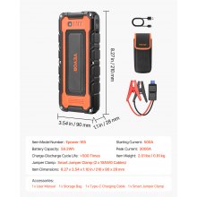 VEVOR Auto Jump Starter 3000A 59,2 Wh Lithium Booster Jumper Box Powerbank