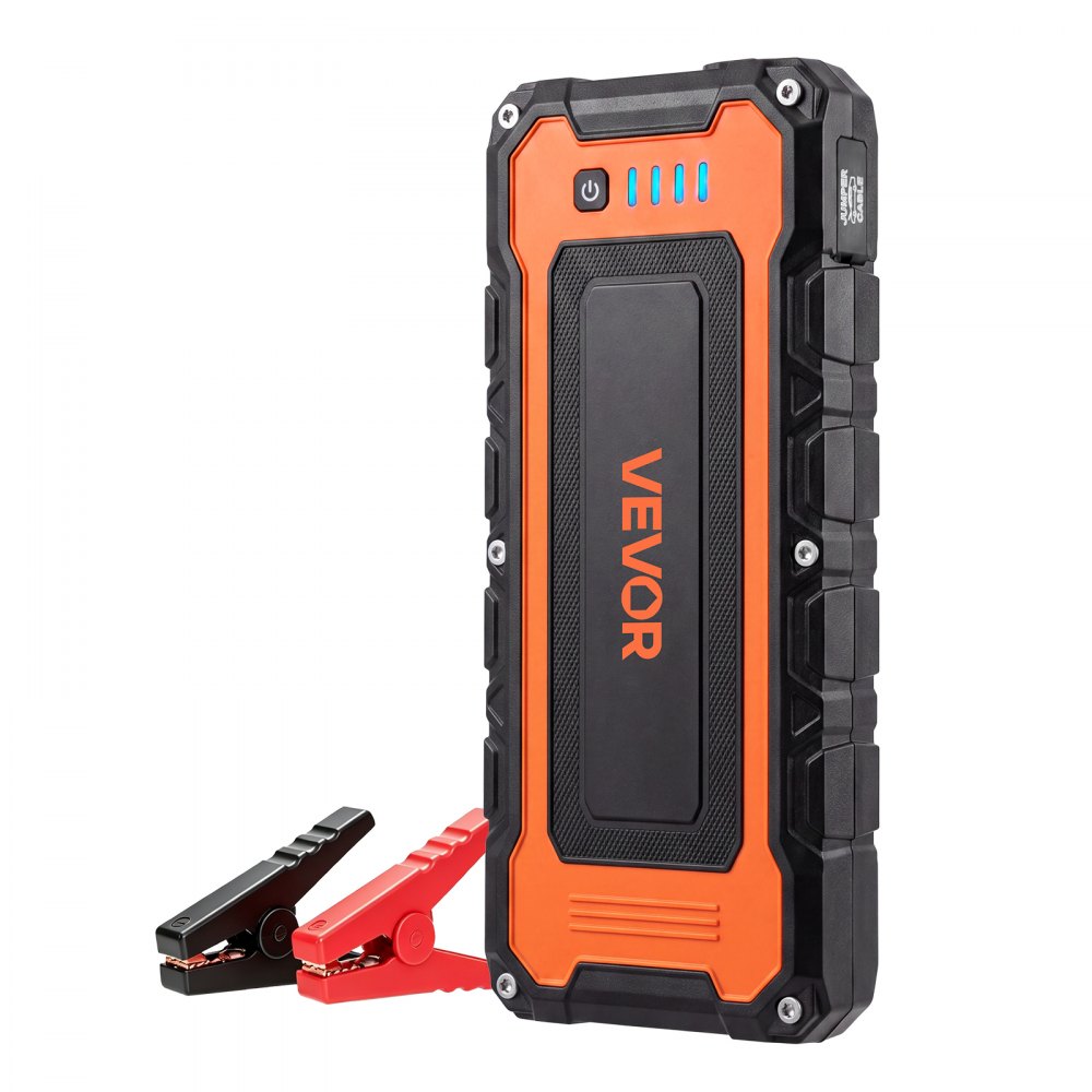 VEVOR Autostartbooster Powerbank 5000 A piekvermogen 12 V Draagbaar Zwart voor Benzinemotoren tot 9 L / Dieselmotoren tot 8,0 L, 3-standen LED-noodzaklamp, USB-uitgang, ABS & PC-behuizing