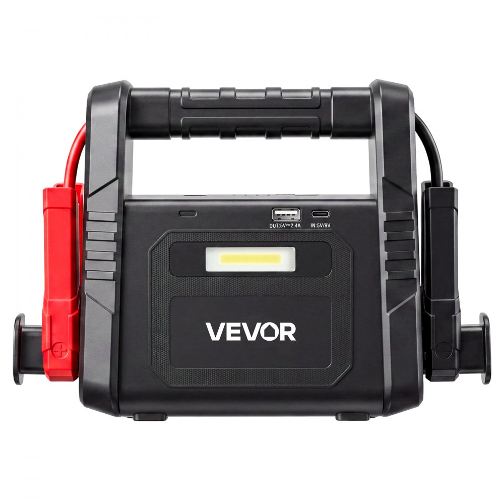 VEVOR Jump Starter Powerbank 6000 A piekvermogen 12 V draagbaar zwart starthulpapparaat voor benzine- en dieselvoertuigen tot 10 liter, 3-standen LED-noodzaklamp, USB-uitgang, ABS & PC-behuizing