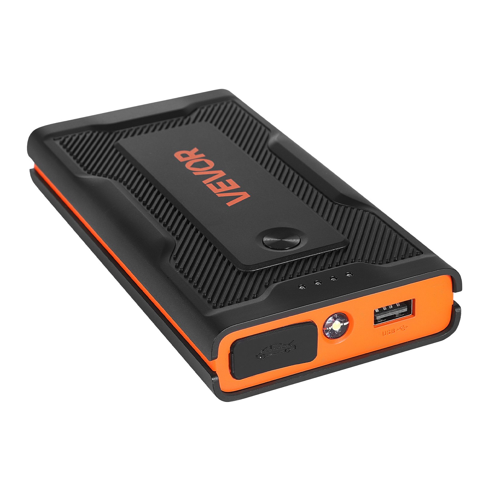 VEVOR Jump Starter Powerbank, startbooster met een piekvermogen van 1000A, inclusief LED-zaklamp en kabel, geschikt voor motoren tot 5 liter benzine/3 liter diesel. Draagbare booster met snelladen en veiligheidsbescherming voor noodgevallen.