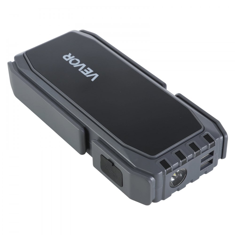VEVOR Jump Starter Powerbank, startbooster met een piekvermogen van 1500A, inclusief LED-zaklamp en kabel, geschikt voor motoren tot 6 liter benzine/4 liter diesel. Draagbare booster met snelladen en veiligheidsbescherming voor noodgevallen.