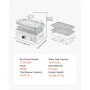 VEVOR elektrische stoomkoker 6 liter met 2 kookniveaus, glazen behuizing, 1200 W, wit, groente- en voedselkoker voor 1-3 personen met voorgeprogrammeerde programma's en uitgestelde start, voor groenten, zeevruchten en rijst.