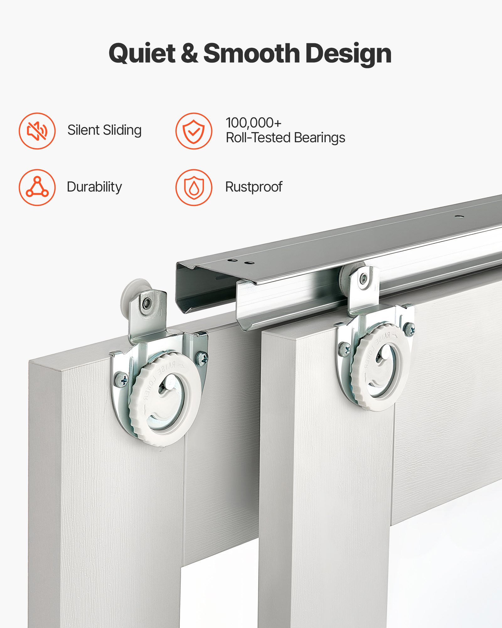 VEVOR Schuifdeur 1219 mm x 2032 mm (passende openingsmaat), gematteerde glazen bypass-schuifdeuren met bevestigingsset, massief hout en MDF-plaat met waterdicht PVC-oppervlak voor kasten, wit