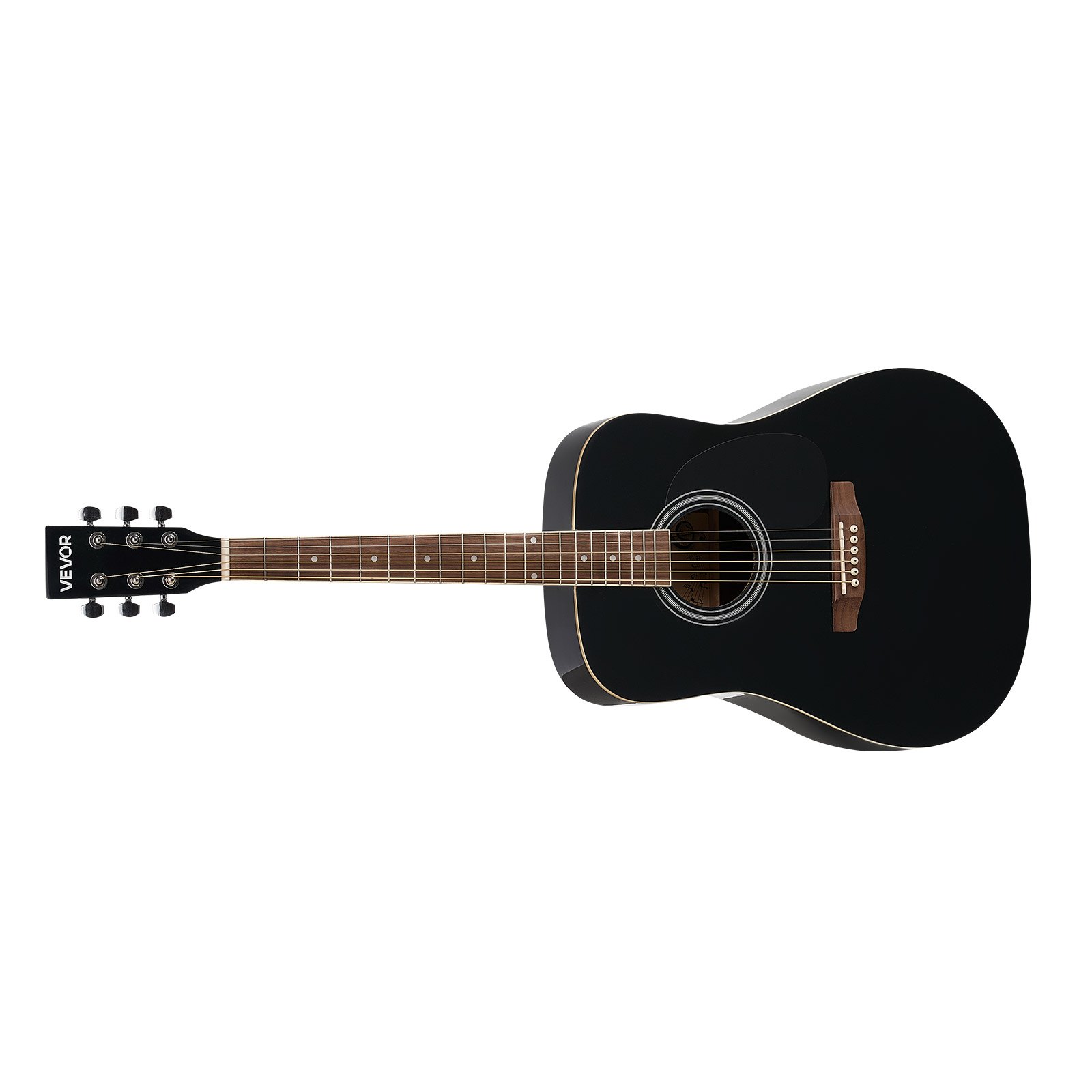 VEVOR Dreadnought Acoustic Guitar, 41 in, 6-String Black Solid Spruce Top Guitar, Beginner Bundle with Gig Bag, Tuner, Strap, Steel Strings, Picks, Capo, Rosewood Fingerboard, for Adult Taller Player