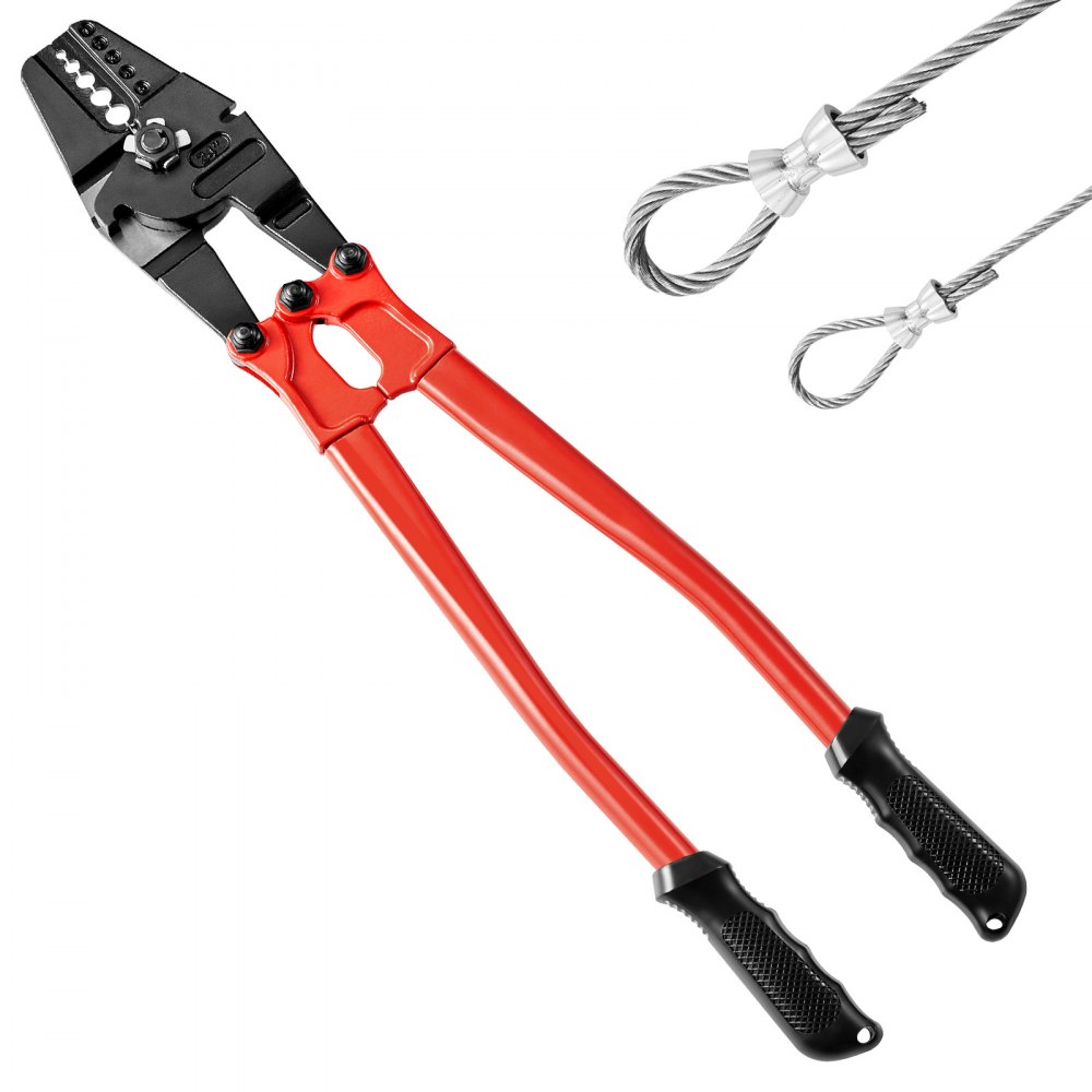 VEVOR 24 Inch Hand Swager Crimper 5 Cavity 1/16 to 3/16inch Swaging Tool for Copper Aluminum Oval Sleeves and Stop Sleeves Wire Rope Crimping Tool Propress Swage Tool Long Handle Labor Save