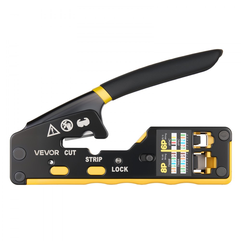 VEVOR netwerkgereedschapset, RJ45/RJ11/RJ12 Ethernet-krimptangset voor 4/6/8-pins modulaire connectoren, met mini-draadstripper, 50 connectoren en 50 sleeves, vervangende mesjes en netwerkkabeltester.