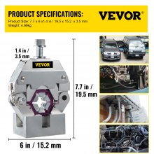 VEVOR 71550 Portable Manual Hydraulic Pipe Press Hose Crimping Tool and Repaire Crimper Tools Manually Operated A/C Hose Crimper Tool Kit Durable with 4 Dies for Car Air Conditioner