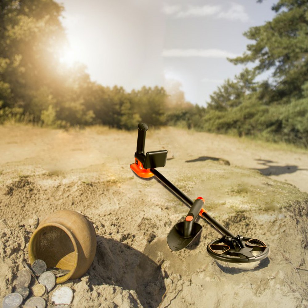 VEVOR Metal Detector for Kids, 6 Inch Waterproof Search Coil with LCD Display, Adjustable 26''-36'' Gold Detector, Lightweight Carbon Fiber Stem for Junior & Youth Detecting Gold Coin Treasure