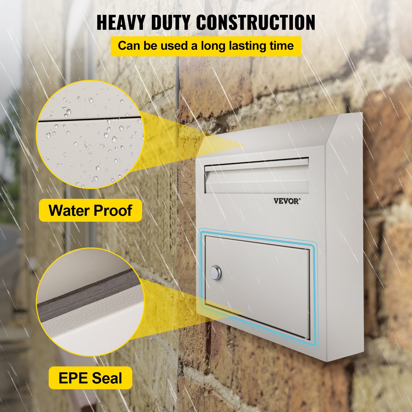 VEVOR Ideeënbus Donatiebus Staal 38x30,5x11cm Stembus Opmerkingenvak Slot Grijs