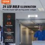 VEVOR emergency light with 24 led bulbs, flame-retardant casing, and 180-minute runtime in hospital hallway.