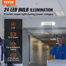 VEVOR noodverlichting vluchtwegverlichting noodverlichting noodverlichting 3W 2xkoppen 12xLED