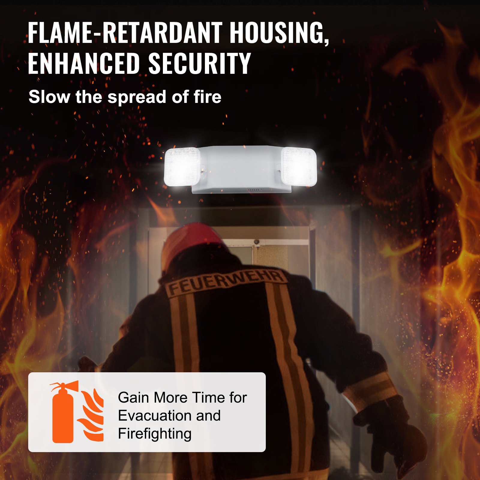 VEVOR 24 Pack Commercial Emergency Light, 3W, White LED Emergency Exit Lighting Fixtures with 180 Minutes Backup Battery Adjustable 2 LED Square Head, Ceiling or Wall Mount for Business Power Outages