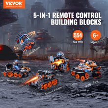 VEVOR STEM Bouwspeelgoed Kinderen 5 in 1 App & Afstandsbediening Auto/Robot 554 STUKS