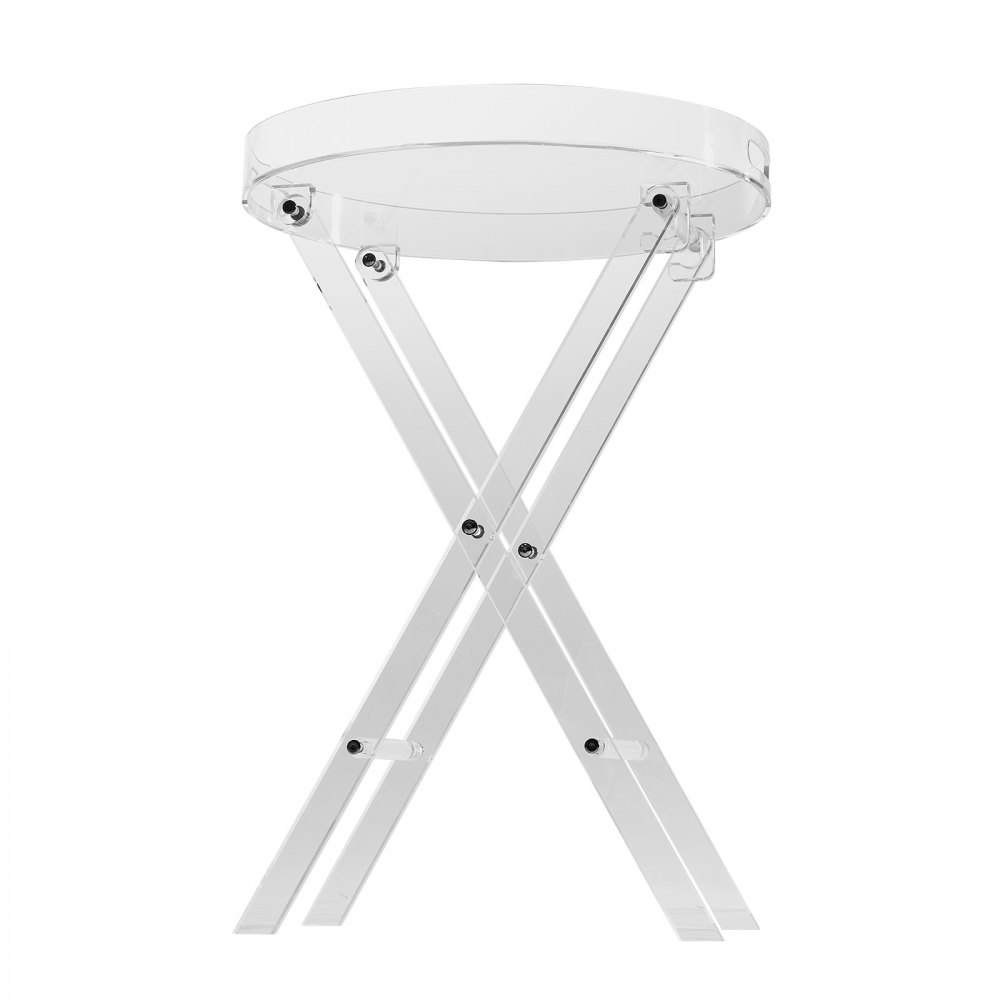 VEVOR Acrylic Folding Tray Table, Acrylic End Table with Folding X Leg, Clear Acrylic Side Table for Coffee, Drink, Food, Snack used in Living Room, Bedroom, and Study