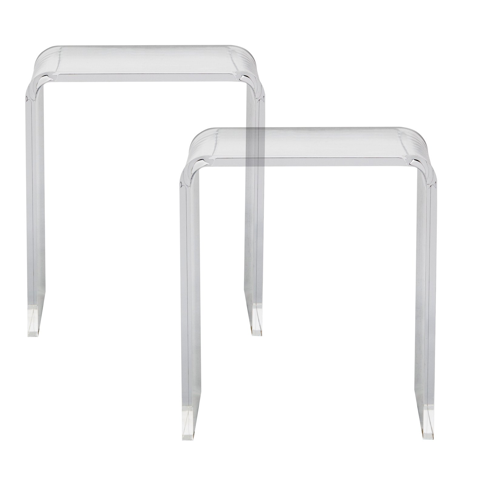 VEVOR 2-pack bijzettafel 415 x 305 x 460 mm, U-vormige bijzettafel van acryl, transparante salontafel voor drankjes, eten, snacks, te gebruiken in de woonkamer, slaapkamer, studeerkamer, enz.