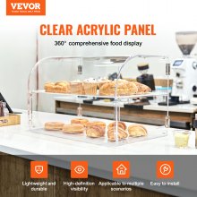 VEVOR 3 Tier Pastry Display Case, Commercial Bakery Display Case 558 x 356 x 356 mm, Acrylic Display Case with Sturdy Double Hinges, Bakery Pastry Shop Display Case for Donut Bagels, Cakes, Cookies etc.