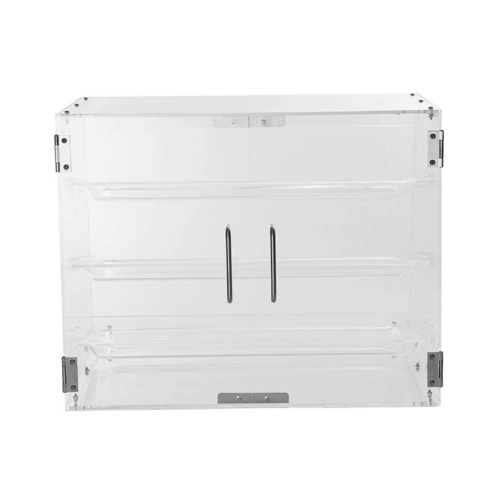 VEVOR 3-laags gebakvitrine, commerciële bakkerijvitrine 526 x 430 x 415 mm, bakkerijvitrine, acryl vitrine met toegang via de achterdeur en verwijderbare planken, voor donuts, bagels, cakes, koekjes, enz.