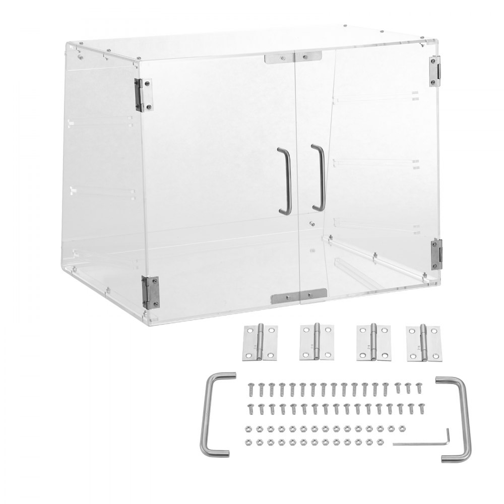 VEVOR 3-laags gebaksvitrine, commerciële bakkerijvitrine 526 x 430 x 415 mm, bakkerijvitrine, acryl vitrine met toegang via achterdeur en uitneembare schappen, voor donuts, bagels, cakes, koekjes, enz.