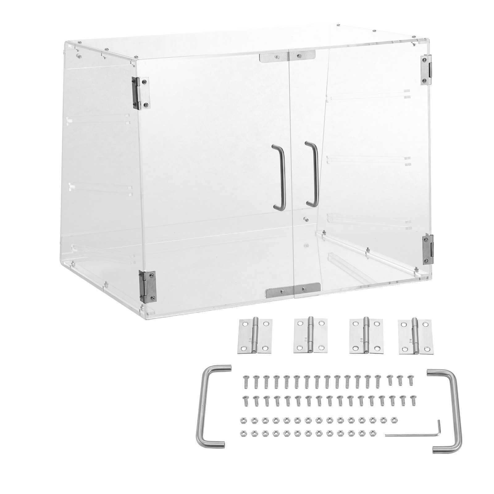 VEVOR 3-laags gebaksvitrine, commerciële bakkerijvitrine 526 x 430 x 415 mm, bakkerijvitrine, acryl vitrine met toegang via achterdeur en uitneembare schappen, voor donuts, bagels, cakes, koekjes, enz.