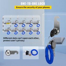 VEVOR opbergkast voor mobiele telefoon, 10 compartimenten acrylmateriaal met deursloten en sleutels, kast, zakkantoor, klaslokaal, sportschool, doos, transparant