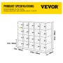 VEVOR Cell Phone Storage Locker, 20 Compartments Acrylic Material with Door Locks and Keys, Wall Mounted Cabinet, Bag Office, Classroom, Gym, Box, Transparent