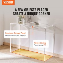 VEVOR Acrylic Console Table, Clear Acrylic End Table, Transparent Acrylic Side Table 37.95x15x29.13 inch, for Foyer, Living Room, Dining Room