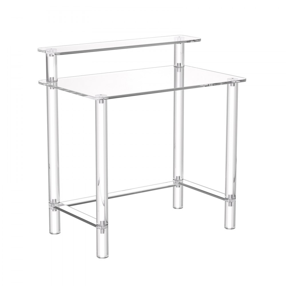 VEVOR Acryl Computerbureau 2-laags Kantoortafel met Monitorstandaard, Modern Bureau (draagvermogen 60 kg) voor Slaapkamer Kantoor Studeerkamer Garderobekast, 50 x 80 x 88 cm (Transparant)