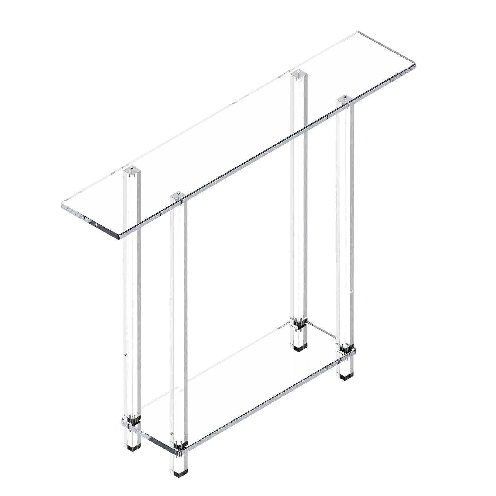 VEVOR Consoletafel, Acryl Bijzettafel met 2 Niveaus en Open Opbergruimte eronder, Moderne Rechthoekige Bijzettafel, Transparante Entreetafel voor Hal, 19,3 x 100 x 80 cm (Doorzichtig)