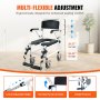 VEVOR Shower Commode Wheelchair with 4 Lockable Wheels, Footrests, Folding Arms, 3-Level Adjustable Height, Removable 5-Liter Bucket, 158.8 kg Capacity, Commode Chair