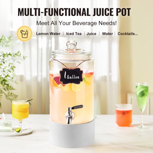 Drankdispenser (2 x 3,8 L) voor Feesten Sapdispenser (gemaakt van glas) met druppelvrije kraan en houten standaard Waterdispenser voor restaurants, feesten, limonade, ijsthee, zelfgemaakte drankdispenser | NL