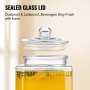 VEVOR drankdispenser, 1,5 gallon feestdrankdispenser, glazen sapdispenser met standaard, roestvrijstalen kraan, ijsthee limonadesapwaterdispenser, voor restaurants, hotels, feesten