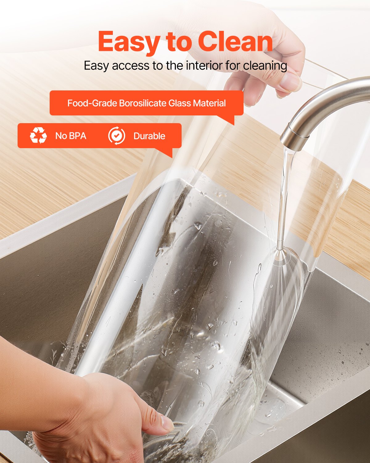 VEVOR Drankdispenser (1 x 13 L) voor Feesten Sapdispenser (gemaakt van glas) met Houten Standaard & Kraanwaterdispenser voor Restaurants Feesten, Limonade IJsthee Zelfgemaakte Drankdispenser