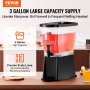 VEVOR beverage dispenser with 3-gallon capacity and scale lines for precise monitoring on a wooden counter.