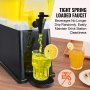 VEVOR beverage dispenser with a tight spring-loaded faucet, pouring yellow drink into a glass with lemon.