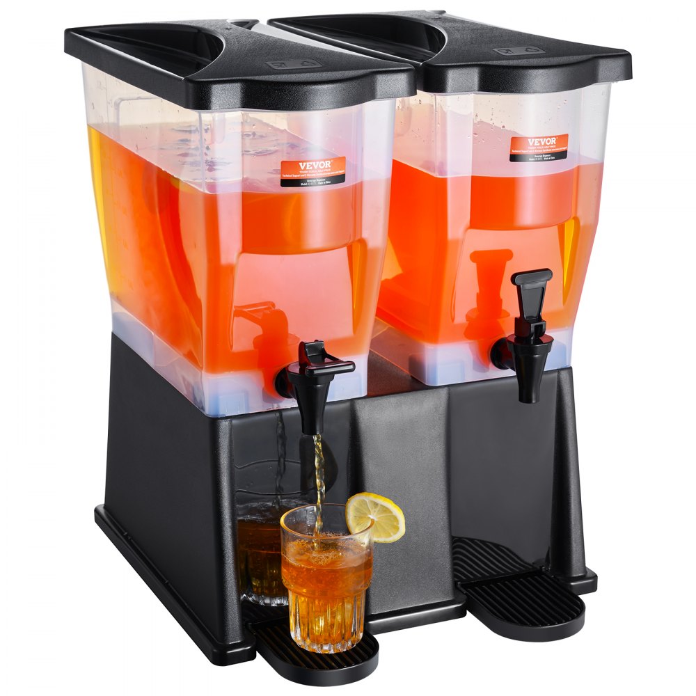 VEVOR Drankdispenser, 11 L x 2 Drankdispensers voor Feesten, Plastic Sapdispenser met Staande Kraandeksel, IJsthee Limonade Sapwaterdispenser, voor Restaurants, Hotels, Feesten