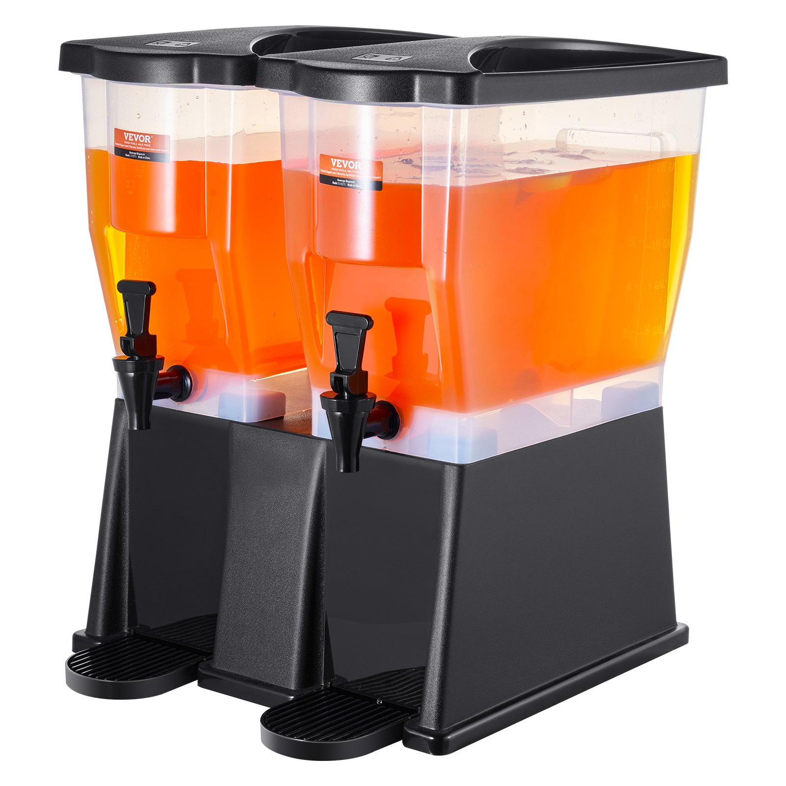 VEVOR Drankdispenser, 11 L x 2 Drankdispensers voor Feesten, Plastic Sapdispenser met Staande Kraandeksel, IJsthee Limonade Sapwaterdispenser, voor Restaurants, Hotels, Feesten