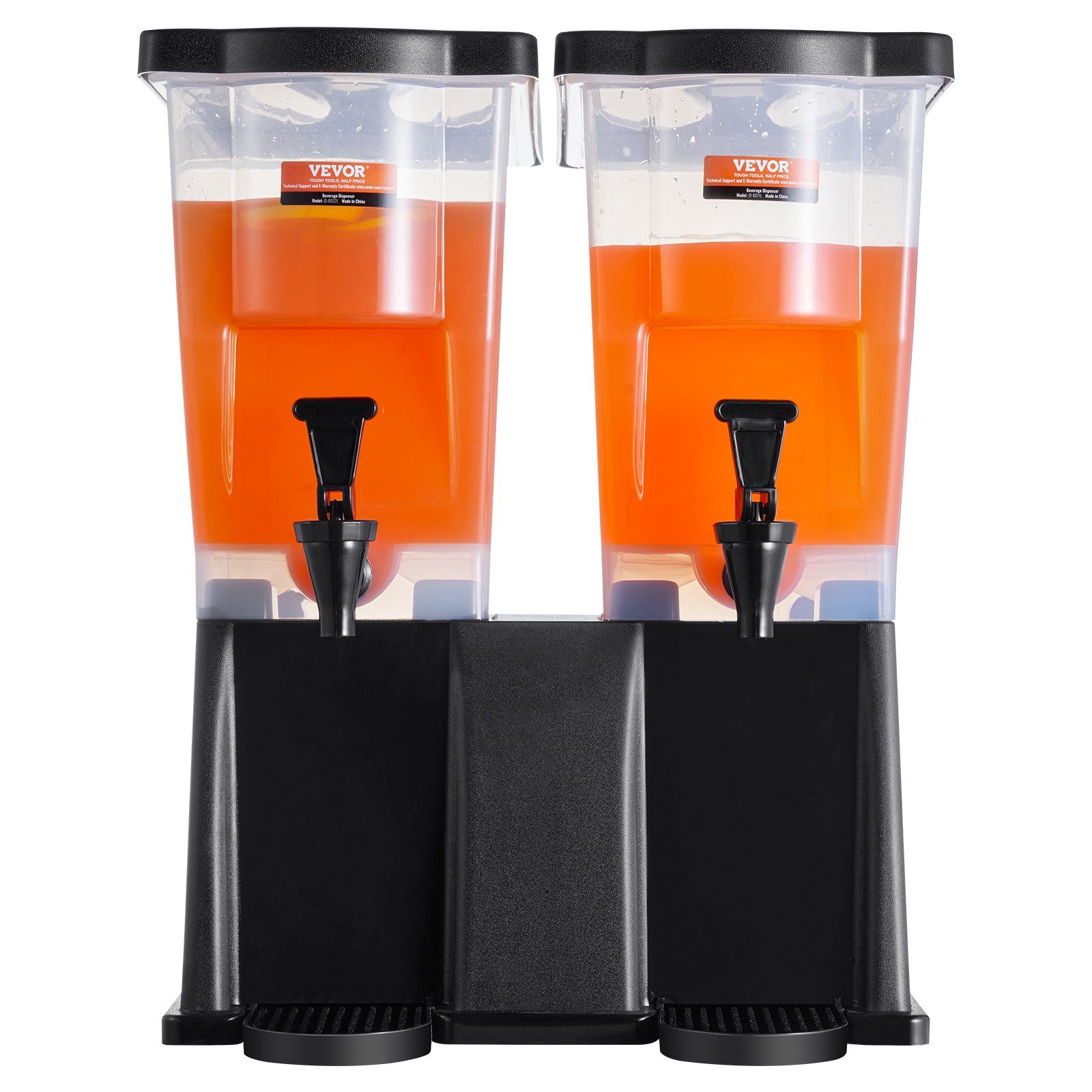 VEVOR Drankdispenser, 11 L x 2 Drankdispensers voor Feesten, Plastic Sapdispenser met Staande Kraandeksel, IJsthee Limonade Sapwaterdispenser, voor Restaurants, Hotels, Feesten