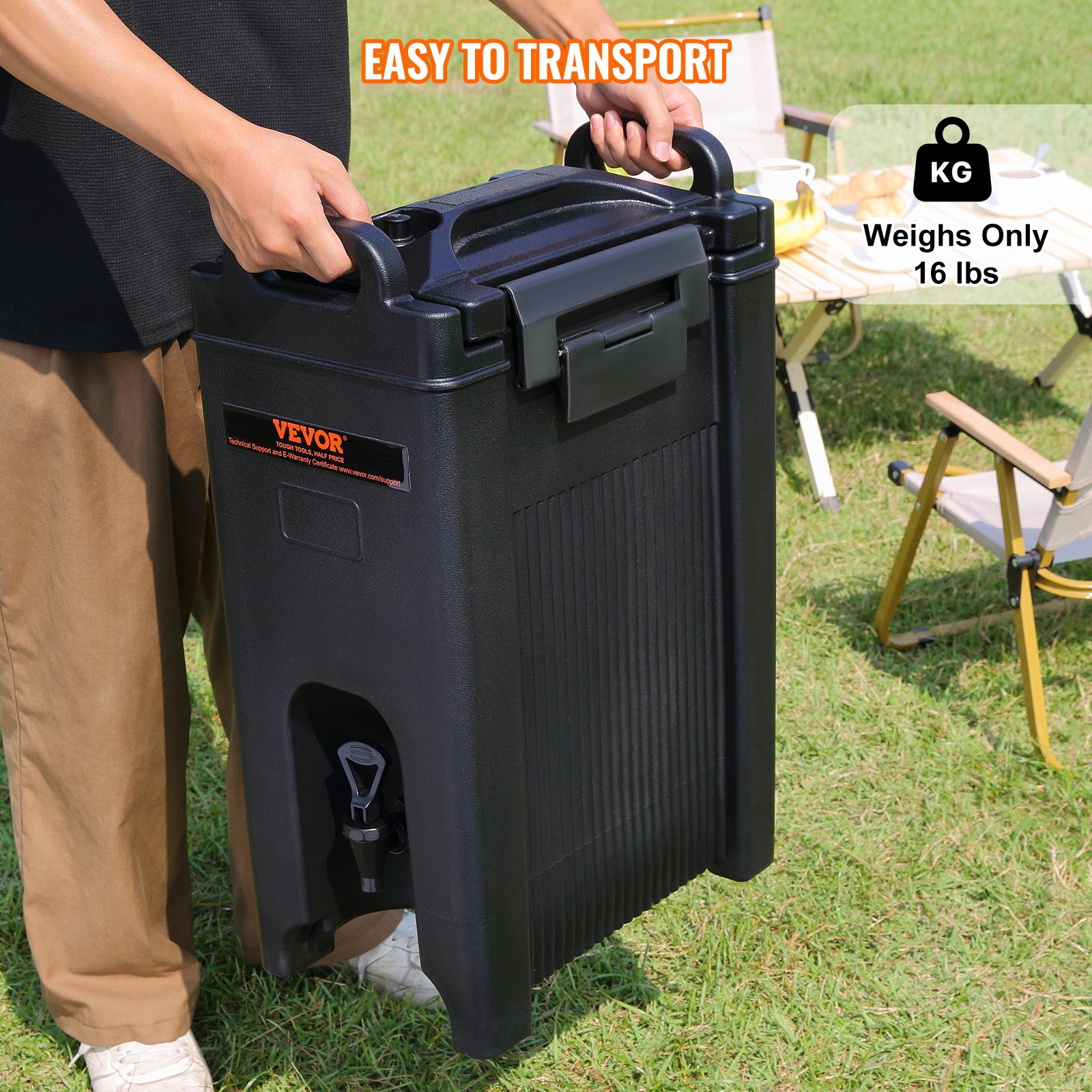 VEVOR Insulated Beverage Dispenser, 5 Gallon, Food-grade LDPE Hot and Cold Beverage Server, Thermal Drink Dispenser Cooler with 0.9 in PU Layer Two-Stage Faucet Handle, for Restaurant Drink Shop