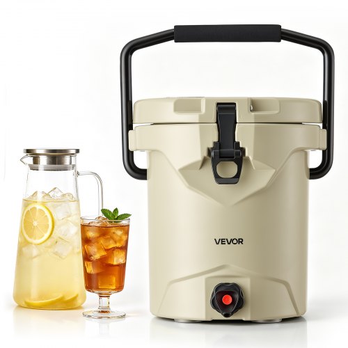VEVOR geïsoleerde drankdispenser met druppelvrije kraan, 9,5 liter LLDPE drankcontainer voor kamperen, reizen en groepen, 3-laags isolatie, O-ringafdichting, draaghendel en deksel met spansluiting