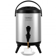 VEVOR Warme en koude drankendispenser 6 L, roestvrijstalen warm- en koudwaterfontein, grote drankendispenser met kraan voor koffie, koude melk, water, sap, enz. Geïsoleerde karaf voor 1-2 personen