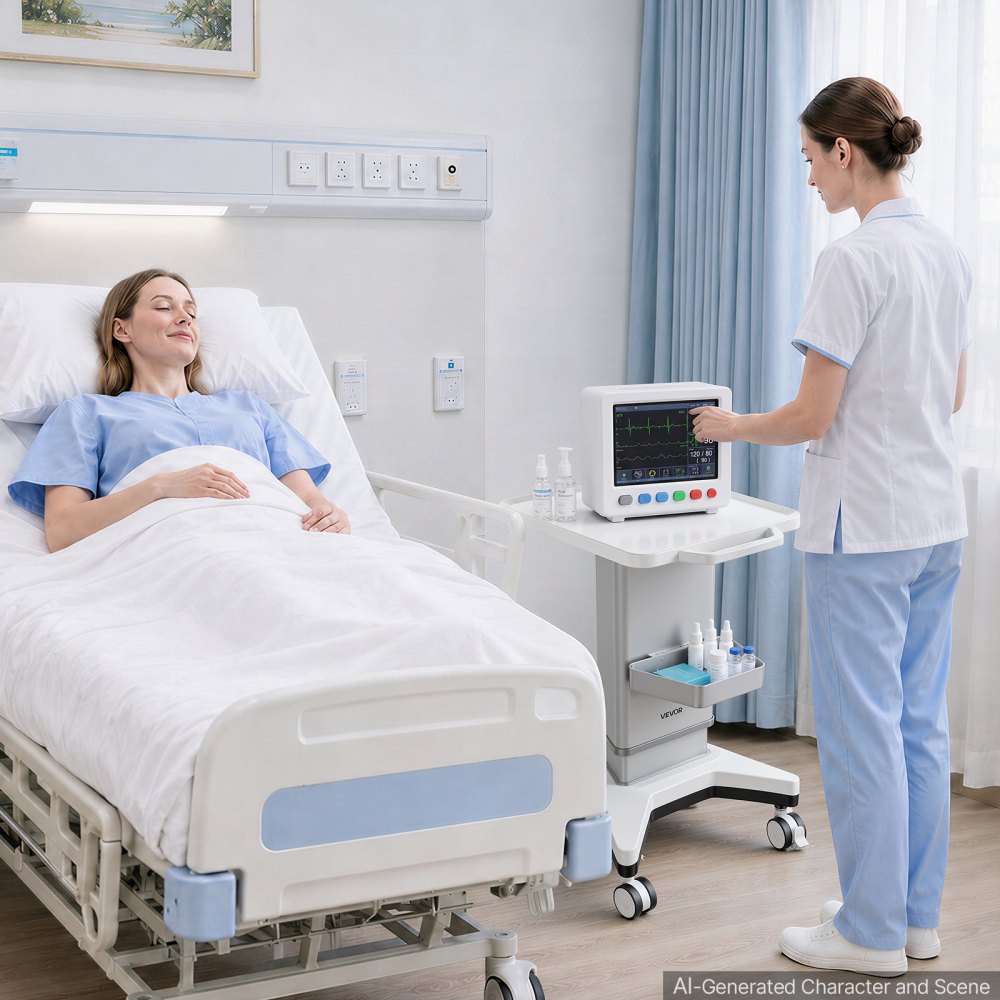 VEVOR Medische Trolley 50 kg Laboratoriumtrolley Medische Servicetrolley 700–850 mm, voor Kliniek, Ziekenhuis, Laboratorium, In hoogte verstelbaar, Geluidsarme trolley met 360° draaifunctie, Vergrendelbare wielen