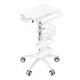 VEVOR Medische Trolley 30 kg Laboratoriumtrolley Medische Servicetrolley 56x56 cm, voor Kliniek, Ziekenhuis, Laboratorium, 905–1115 mm In hoogte verstelbaar Pneumatisch, Transporttrolley met 2 Opbergvakken, 1 Mand, 5 Wielen