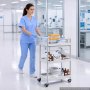 VEVOR Medical Cart Three-Tier Medical Trolley Cart with Drawer 110.23 lbs, for Clinic, Hospital, Beauty Salon, Lab, with Storage Bin and Waste Tray, Stable Support, Medical Trolley Cart with Casters