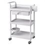 VEVOR Medical Cart Three-Tier Medical Trolley Cart with Drawer 110.23 lbs, for Clinic, Hospital, Beauty Salon, Lab, with Storage Bin and Waste Tray, Stable Support, Medical Trolley Cart with Casters