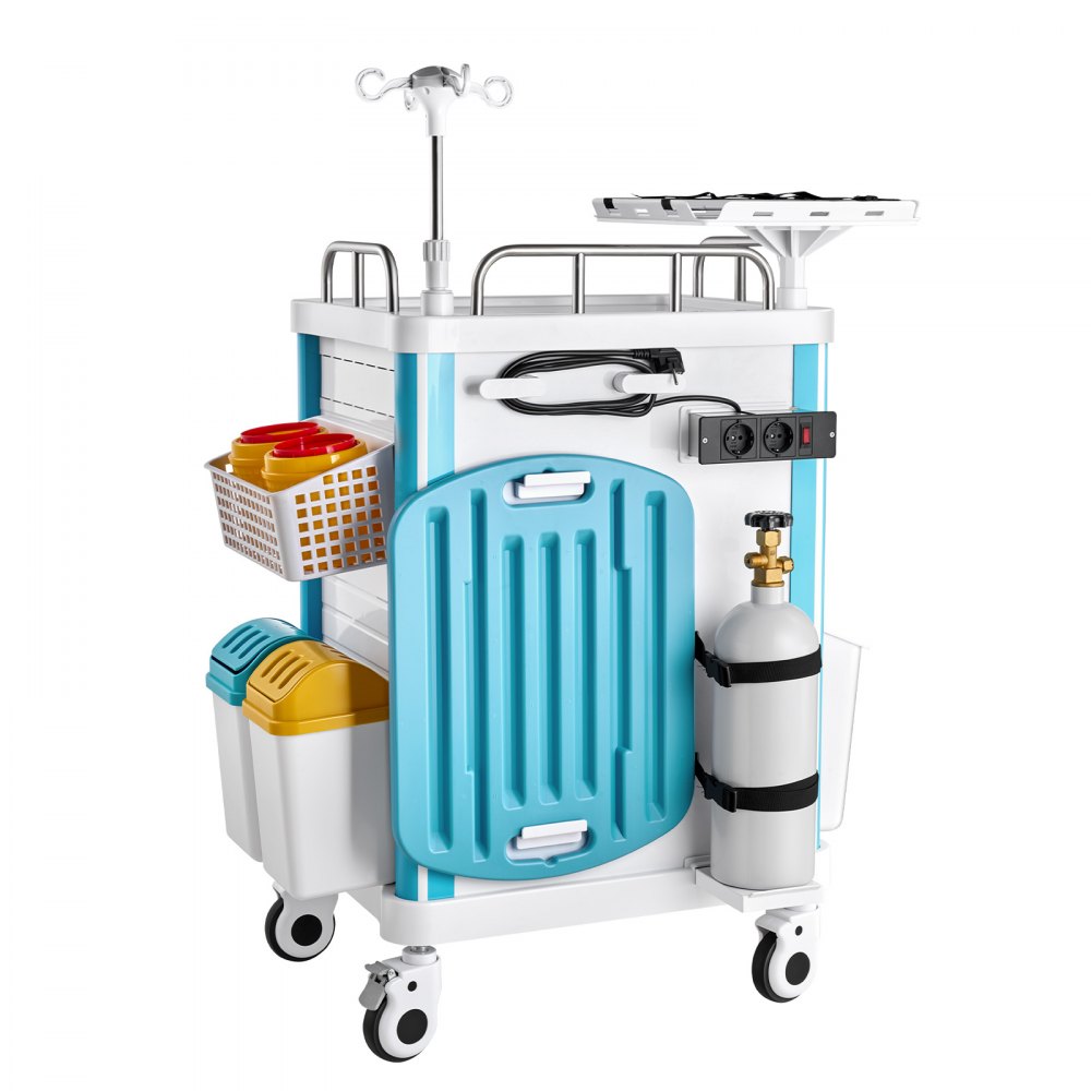 VEVOR Medische Trolley 110 kg Laboratoriumtrolley Medische Servicetrolley 84x68x165 cm, voor klinieken, ziekenhuizen en laboratoria, Geluidsarme transporttrolley met 5 laden, 360° draaibaar, Vergrendelbare wielen