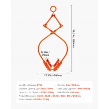 VEVOR Professionele bosbouwtang 500kg 609mm houttang Heftang Houtgrijper Sleeptang