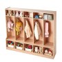VEVOR Open houten kinderkledingkast, kapstok met 10 haken en 15 vakken (5 grote + 10 kleine), kapstok en opbergplank voor kinderkamer, thuis, kleuterschool, kinderdagverblijf