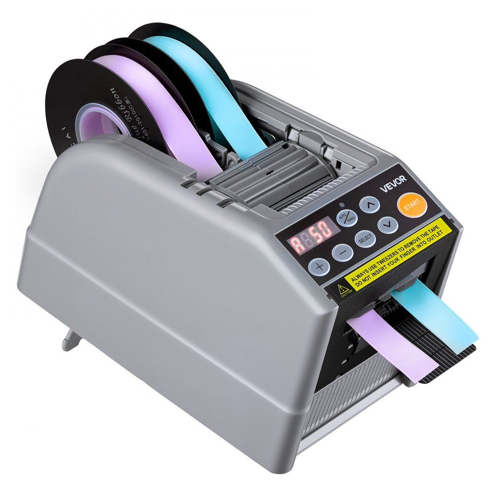 VEVOR automatische tapedispenser met instelbare snijlengte van 5-999 mm, elektrische tapesnijder voor verpakking en opslag, tapebreedte van 6-60 mm, geschikt voor tapes en linten, bediening met drukknop