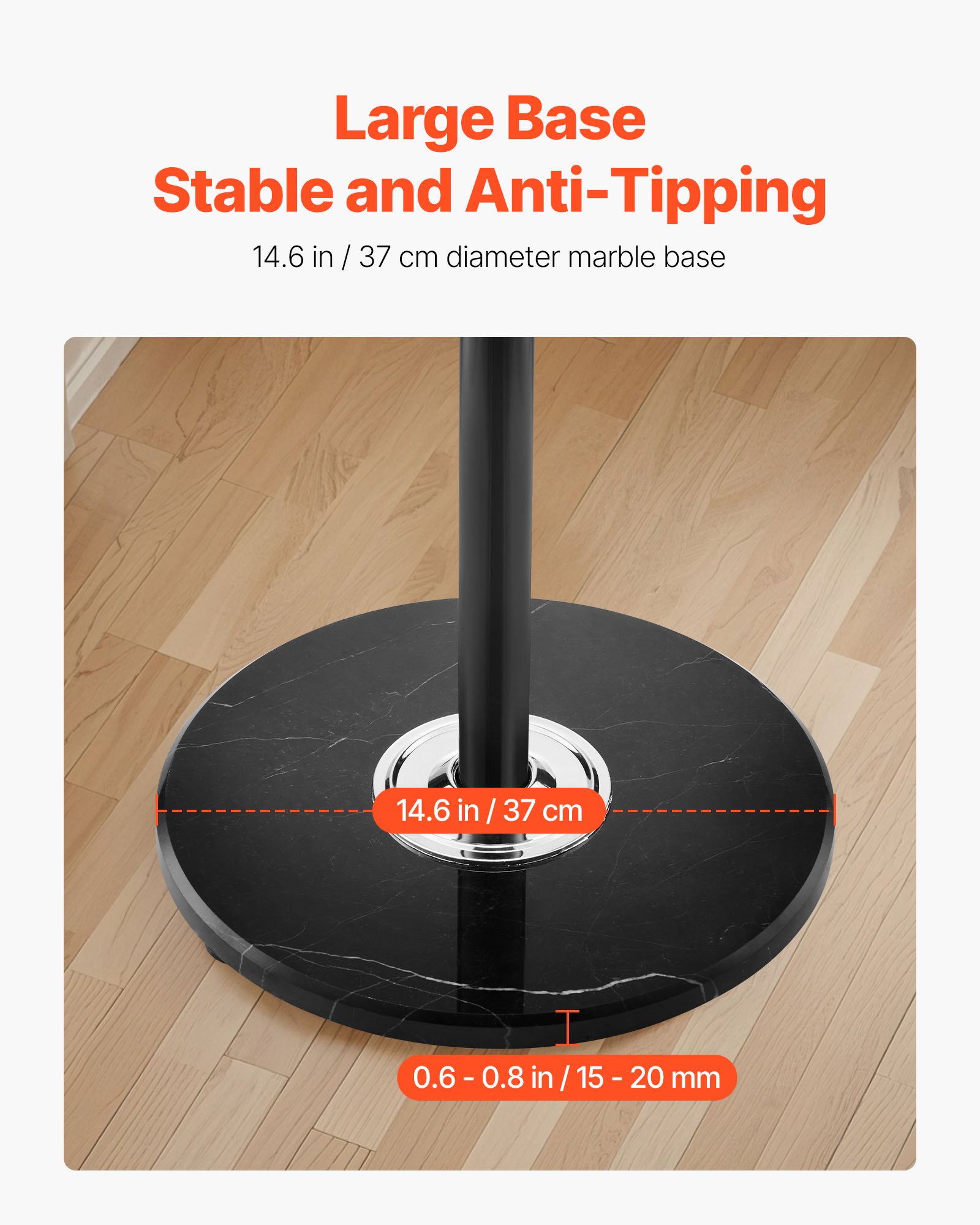 VEVOR Kapstok, 176 cm, Kledingrek met parapluhouder, Stevige marmeren voet en 14 haken, Jassenrek voor entree, woonkamer, Hanger voor hoeden, sjaals, tassen